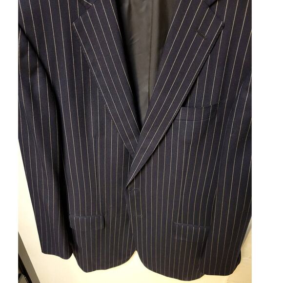 Ermenegildo Zenga Su Misura Jacket Blue with White Stripes 52L - Picture 3 of 8